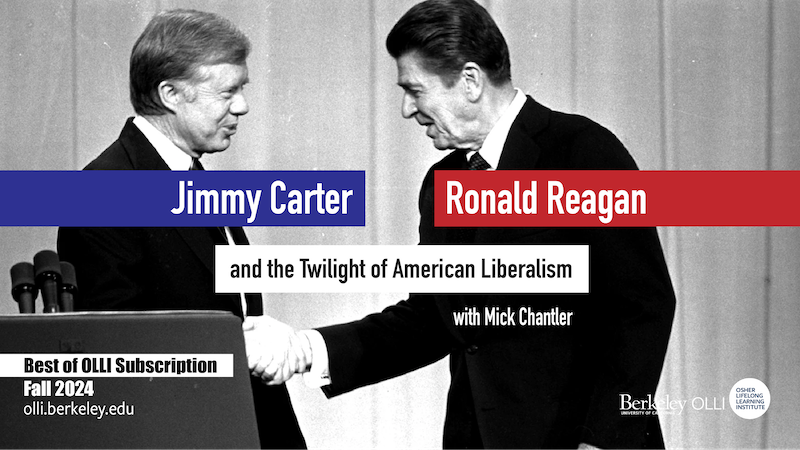 "Carter and Reagan shaking hands at a debate"