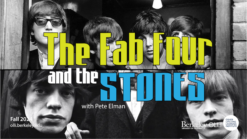 "Black and white photos of the Beatles and the Stones"