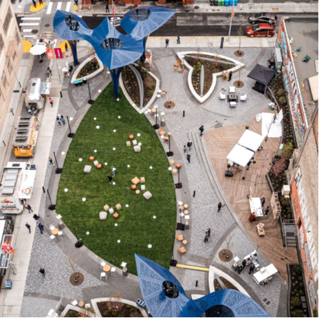 Overhead view of local park