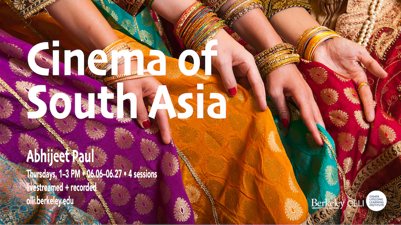 Arms of bejeweled women holding onto their colorful saris